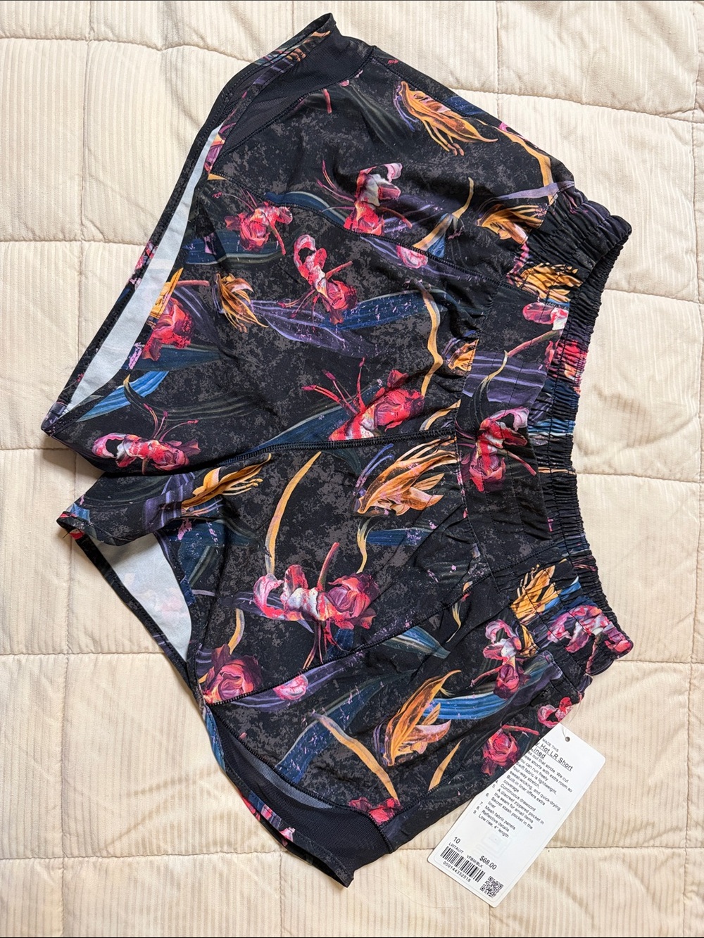 lululemon athletica Black Floral-Print Athletic Shorts